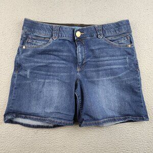 Democracy Denim Shorts Women's 14 Blue Jean Whiskered "Ab"solution Stretch Jorts